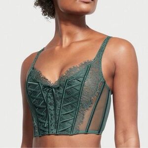 Victoria’s Secret Dream Angels Lace Corset Bralette Teal Size Small